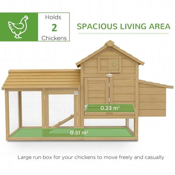 Small wooden chicken coop with run, spacious main area, mesh enclosure and coop house