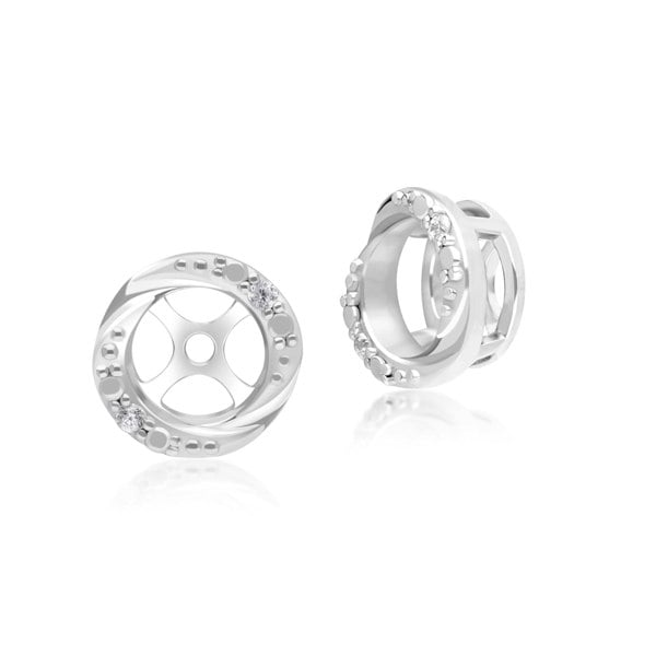 Gemondo Classic Halo Diamond Swirl Ear Jacket Earrings in 9ct White Gold