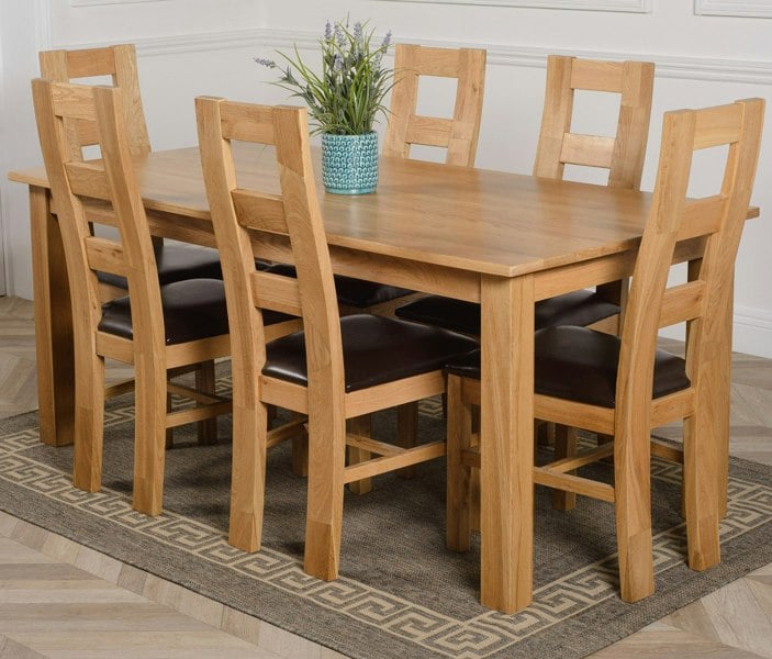 That's Furniture Oslo 180 x 90cm Large Oak Dining Set with Yale Oak Chairs