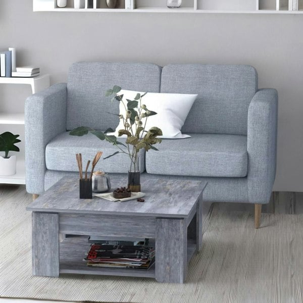 Rafaelo Mobilia 2 Tier Wooden Square Center Coffee Table Grey