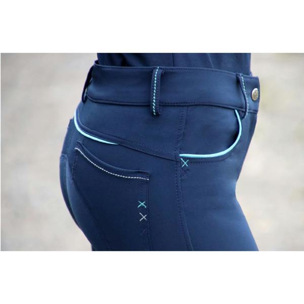 HyFASHION Childrens/Kids Mizs Beatrice Silicone Breeches - Navy/Peppermint Green - 