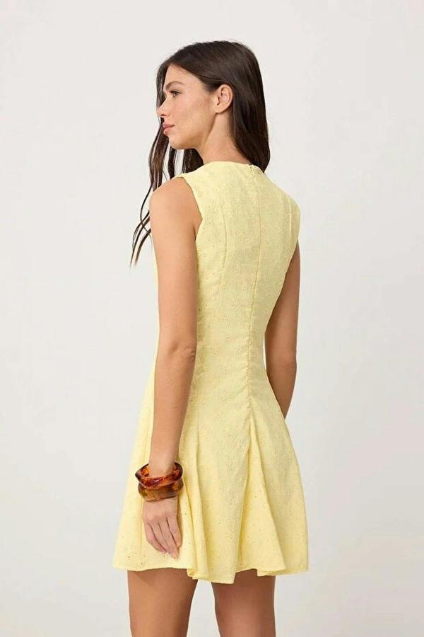 Broderie Anglaise Sleeveless Fit and Flare Mini Dress