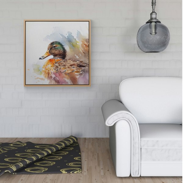 Warren Reed Mallard Watercolour Framed Canvas