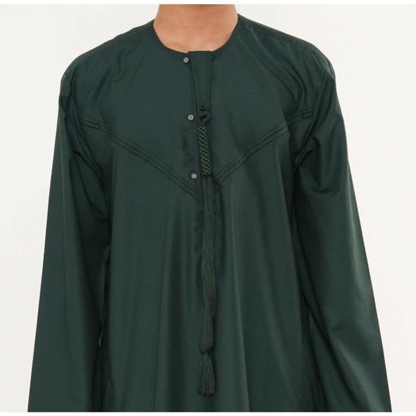 HM11 - Boy's Thobe Emirati Omani Bobble Button String Tassel - Green - Thobez - 17
