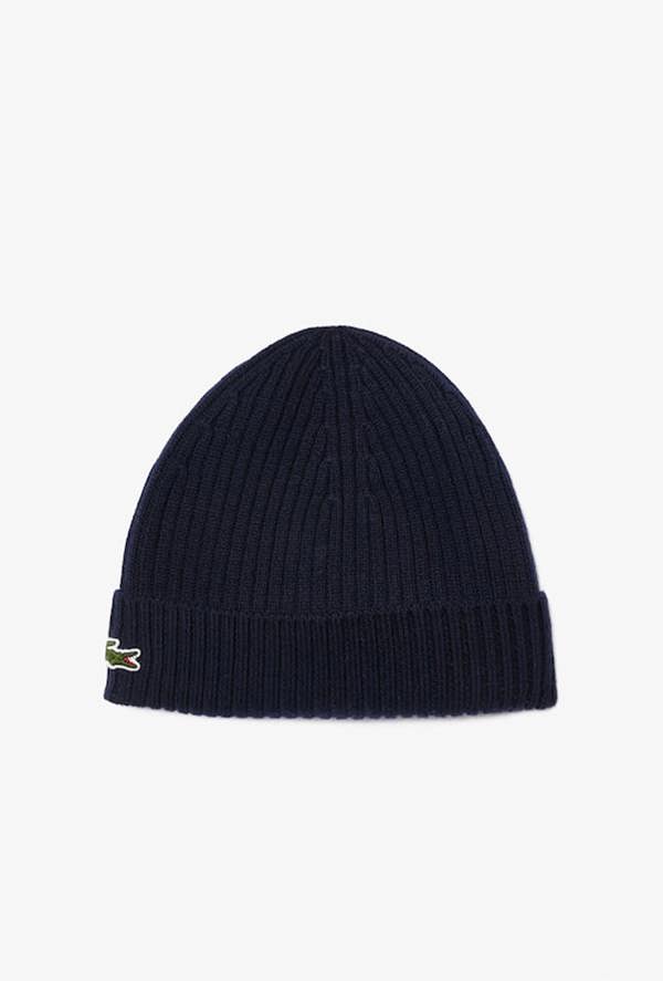 Lacoste Men's Rib Knit Brushed Wool Beanie