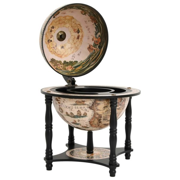 Berkfield Globe Bar Wine Stand Black Solid Wood Eucalyptus