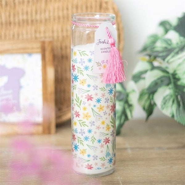 Serano Spring Floral Print Fresh Linen Tube Candle
