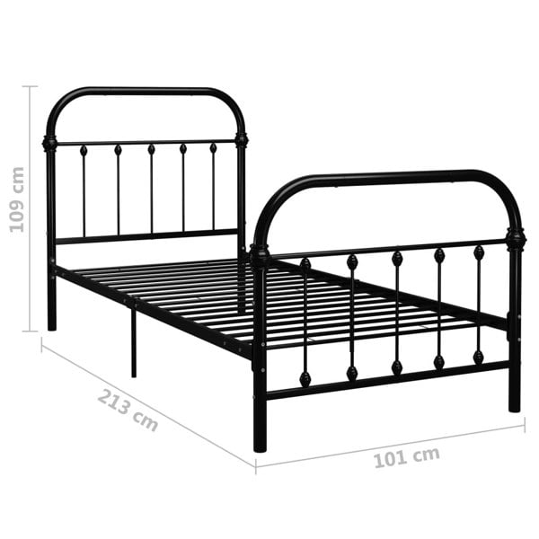 Berkfield Bed Frame Black Metal 90x200 cm