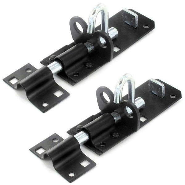 Securit 2 x Brenton Strong Sliding Padlock Shed Gate Door Bolt Black or Zinc 100mm (4") Black