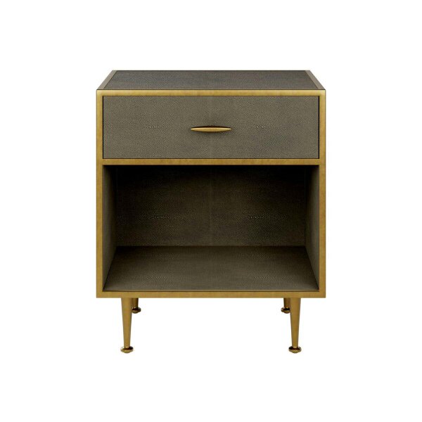 Wyld Haus Verona Taupe Shagreen and Gold Bedside Table