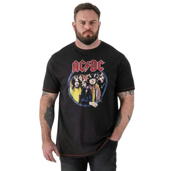 Duke Mens Hugh D555 Highway To Hell AC/DC Crew Neck Kingsize T-Shirt - Washed Black - 