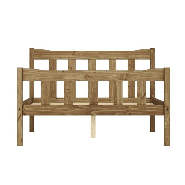 Wyld Haus Tralee Brown Wooden 4ft6 Double Bed with Slatted Headboard and Footboard