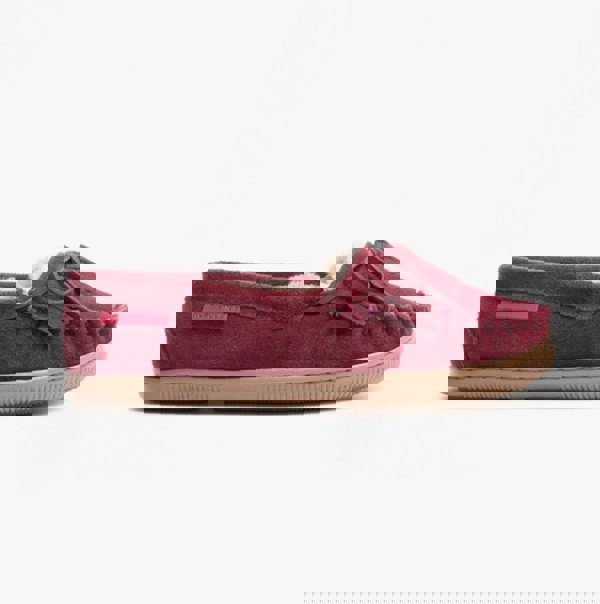 Hush Puppies ADDY Womens Suede Moccasin Slippers Burgundy