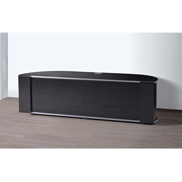 MDA Designs Sirius 1600 TV Cabinet Gloss Black Stand with BEAMTHRU Remote-Friendly Glass Door, Cable Management for LED, LCD & Plasma TVs up to 70”