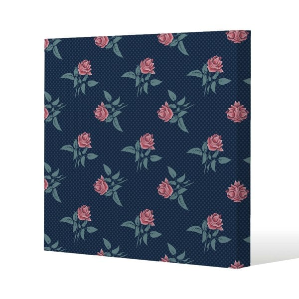Benjamin Tate Design Roses & Spots Print Slim Style Canvas Print  20x20cm , 15mm Slim Real wood.