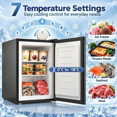 HOMCOM 60L Tabletop Mini Freezer with Reversible Door for Home