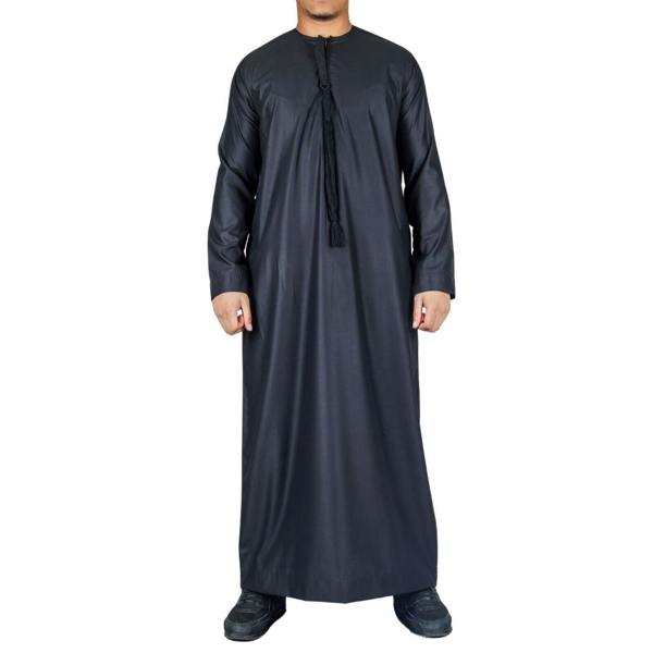Infinity Leather Men's Thobe Emirati Islamic Jubba Robe Eid Tassel Slim Fit