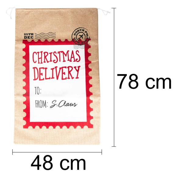48cm White Christmas Delivery Santa Sack with Drawstring Hessian Gift Bag image 7