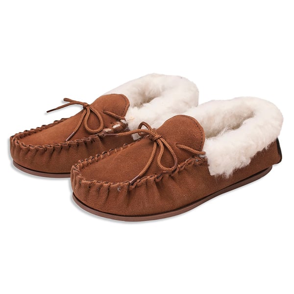 Nordvek Womens Sheepskin Suede Moccasin Slippers