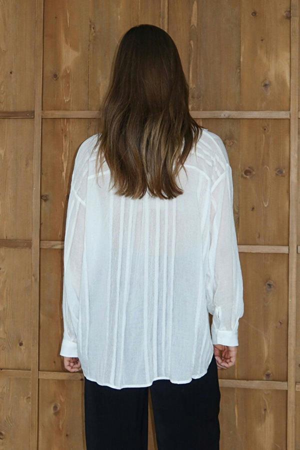 WOVCOR Ribbed Detail Lightly Transparent Shirt