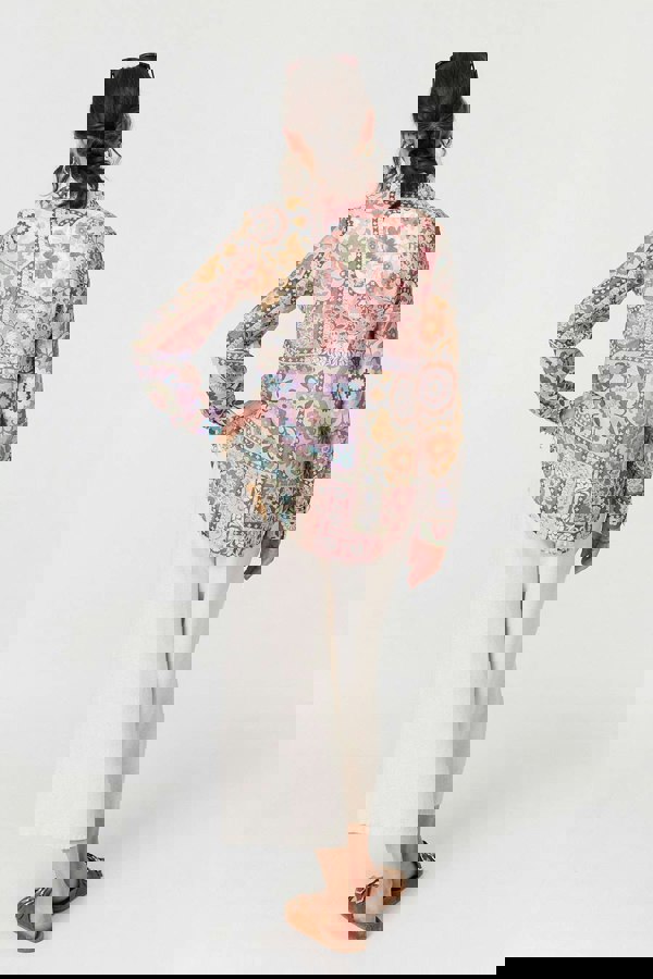 Red | Mosaic Print Long Sleeve Shirt
