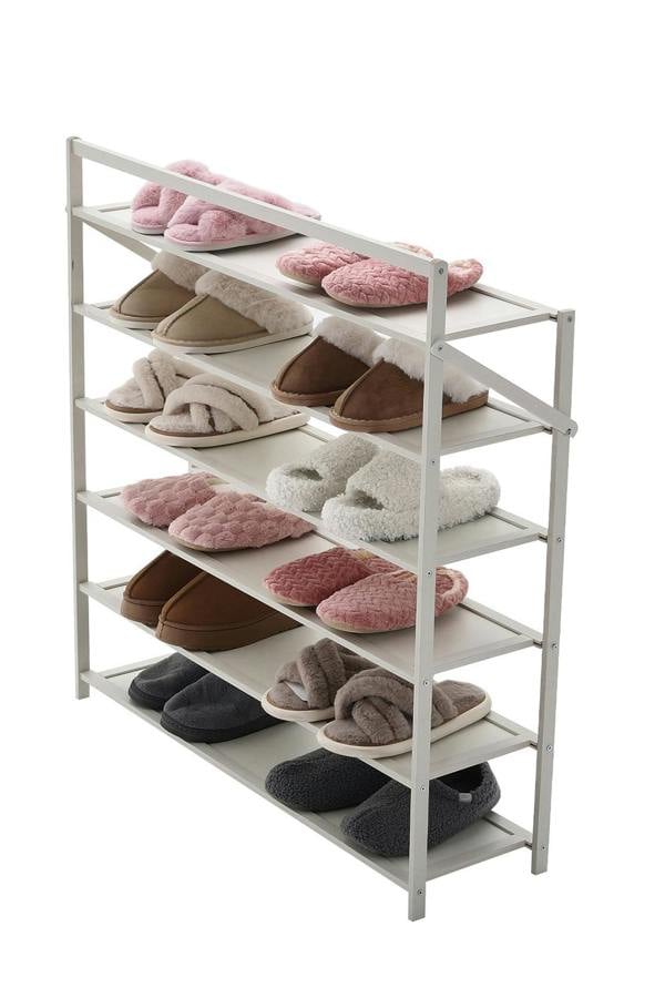Living and Home 6-Tier Bamboo Foldable Shoe Rack Entrance Shoe Storage