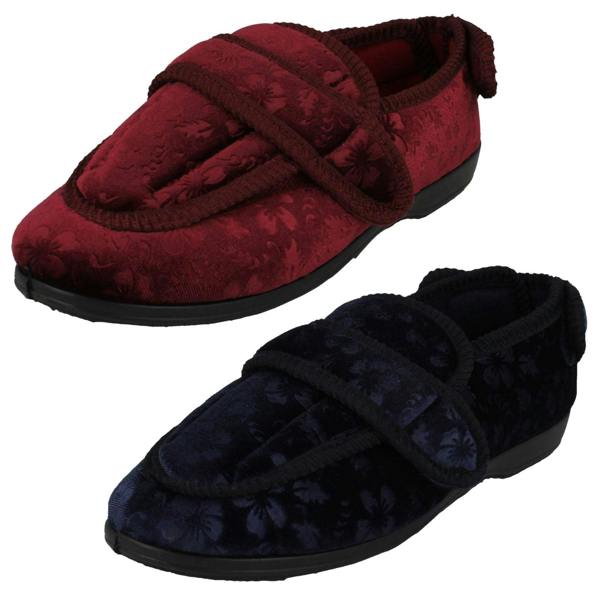 Jo & Joe Ladies Jo & Joe Adustable Hook And Loop Slippers Gladys