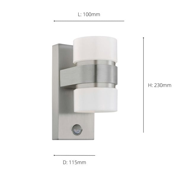 EGLO Atollari LED 2-Light Silver Exterior Wall Light