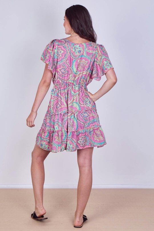 Elaina Fashion Mini Dress – Effortless Boho Style with Paisley Print