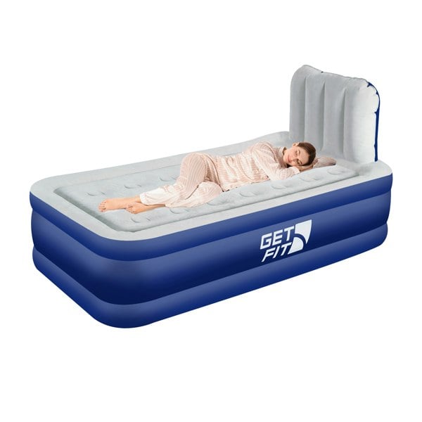 Get Fit Blow Up Air Bed With Built In Electric Pump - Headboard & Free Inflatable Pillow
