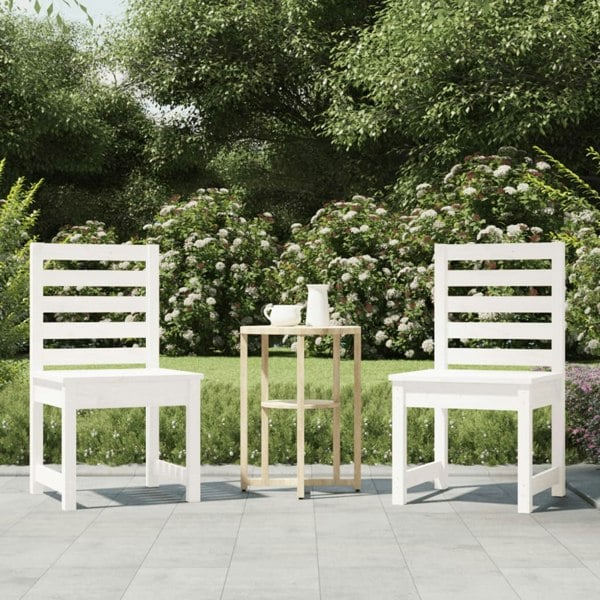 Berkfield Garden Chairs 2 pcs White 40.5x48x91.5 cm Solid Wood Pine
