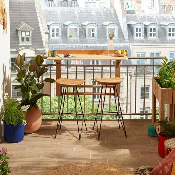 Cerland Acanta Balcony Table Bar Set 2 Seater Compact Folding Mounted Table Set