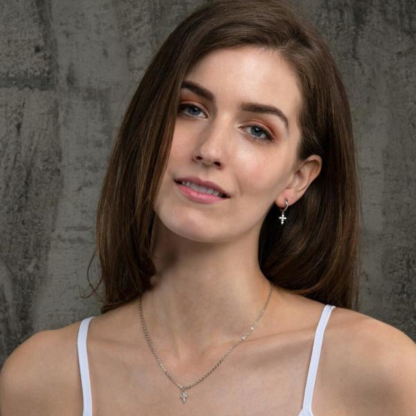 Dainty Cross Huggie Hoop Earrings for Women - namana.london