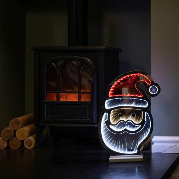 Samuel Alexander 40cm Light up Santa's Face Infinity Christmas Decoration with Red and White LEDs