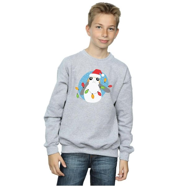 Star Wars Boys The Last Jedi Porg Christmas Lights Sweatshirt - Sports Grey