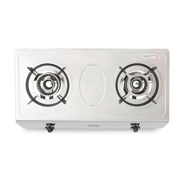 Gas stove with two burners top view