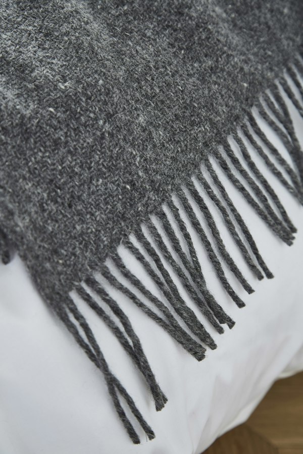 Liddell Mohair Magery Slate Grey Blanket Large