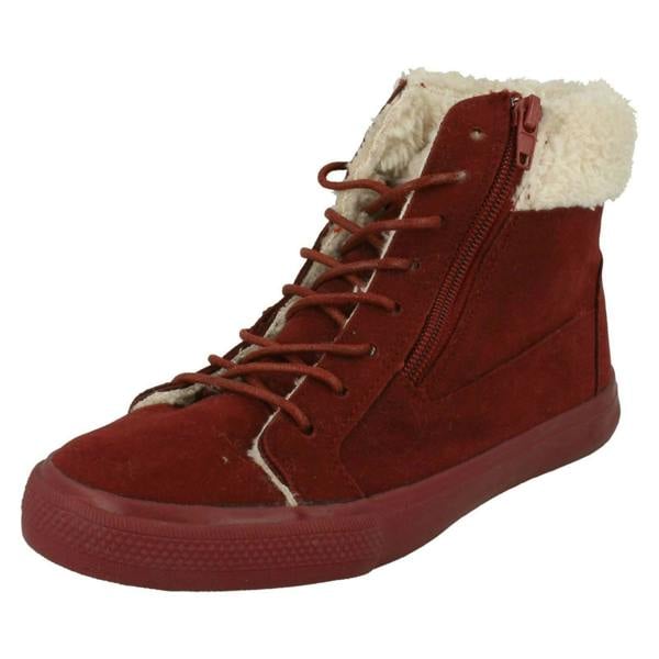 Spot On Girls Spot On Casual Suedette Ankle Boots with Faux Fur Lining