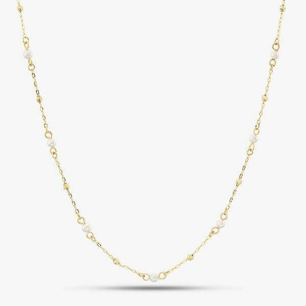 T. H. Baker 9ct Yellow Gold Freshwater Pearl & Ball Necklace GN367W