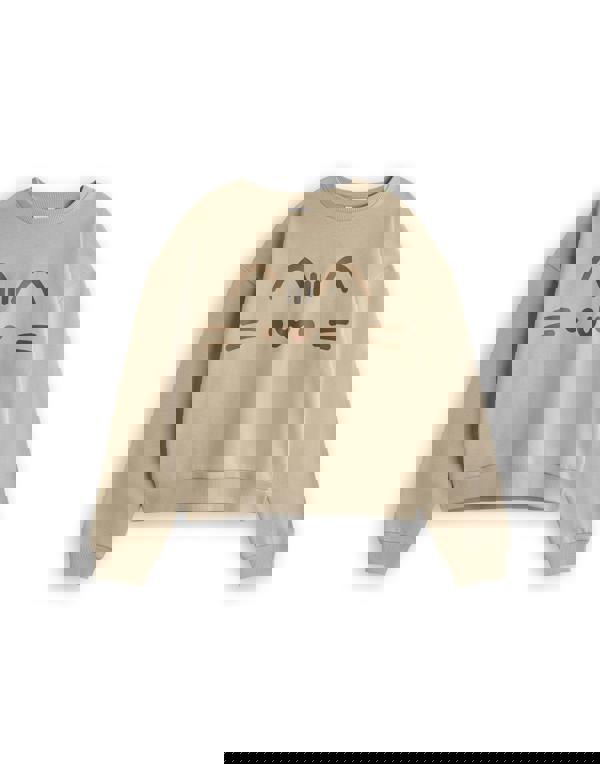 Pusheen Girls Beige Big Face Sweatshirt and Joggers Set