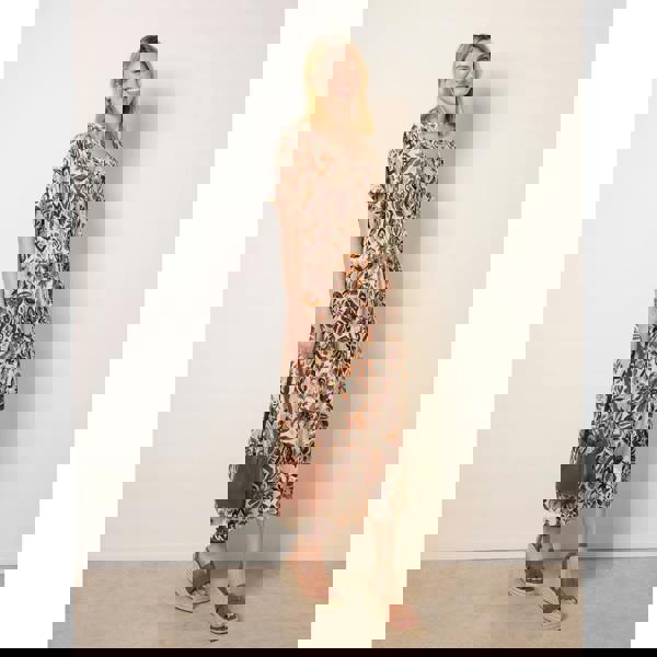 Blue Vanilla Printed Drawstring Waist Midi Dress