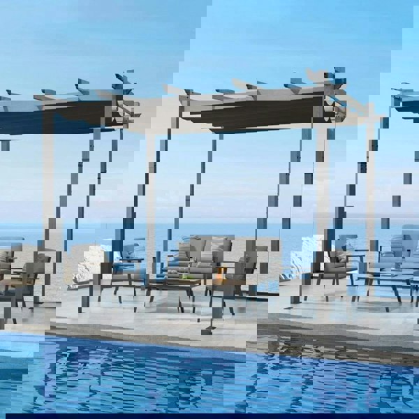 300cm Wide Aluminum Pergola for Patio Deck Outdoor Horizontal Pulling Square Pergolar Canopies & Gazebos Living and Home 