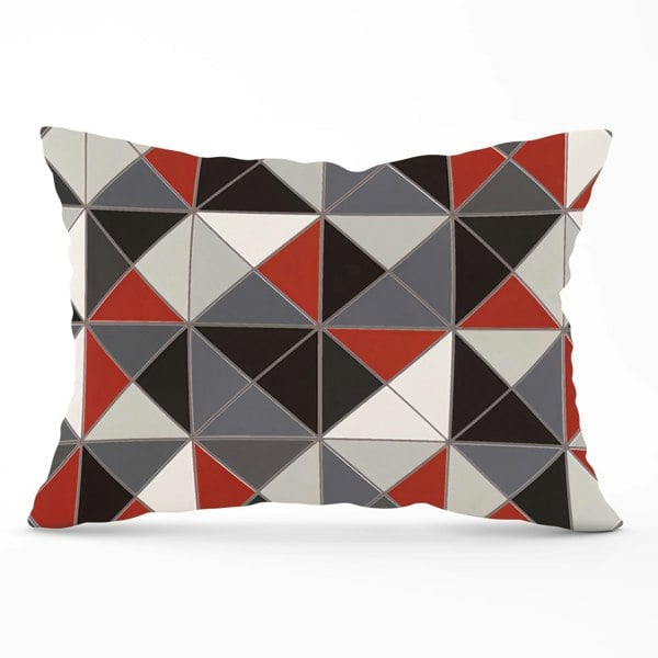 Warren Reed Grey Red Triangle Geometric Cushions