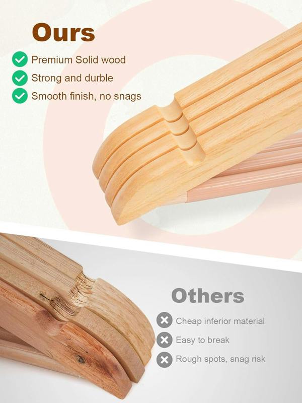 Dyzi 20 Pack Wooden Clothes Hangers With Non Slip Bar