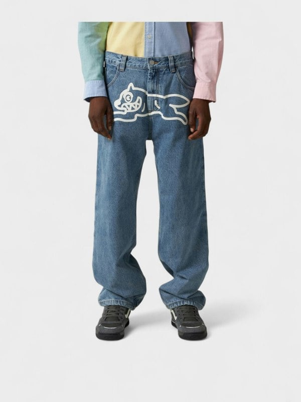 Icecream Check Lined Running Dog Denim Jeans - Supplied FashionIcecream