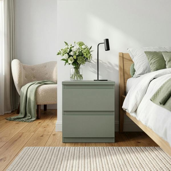 Furniture To Go Edmore 2 Drawer Bedside Table in Sage Green