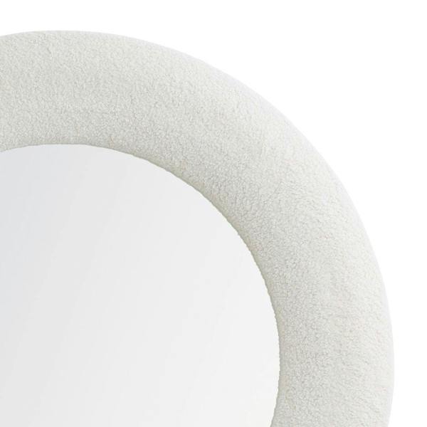 Pagazzi Lighting Bouclé Cream Round Mirror