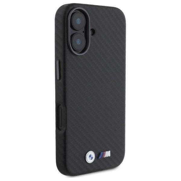 BMW M Series Carbon Wrapped Metal Logo Hardcase for iPhone 16 6.1" Black - BMHCP16S23PUFWC