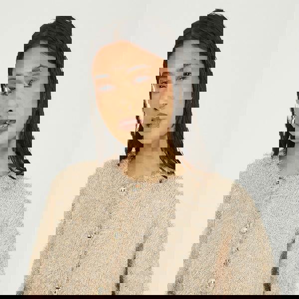 Brave Soul Gold Fluffy Tinsel Knit Cardigan - Gold Image 4