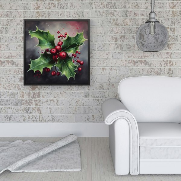 Warren Reed Splash Art Holly Framed Canvas